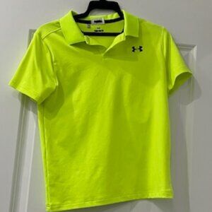 Under Armour Boy's Golf Polo Shirt  - Neon Yellow, Size Medium